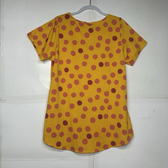 Lularoe Women’s XL Yellow Polka Dot Short Sleeve Tunic Top - Picture 4 of 6